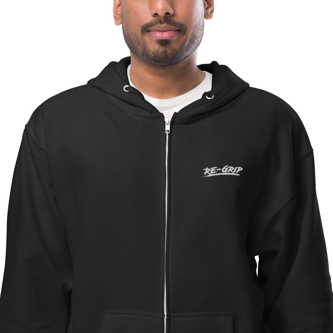 Monogram Zip Up Hoodie, black